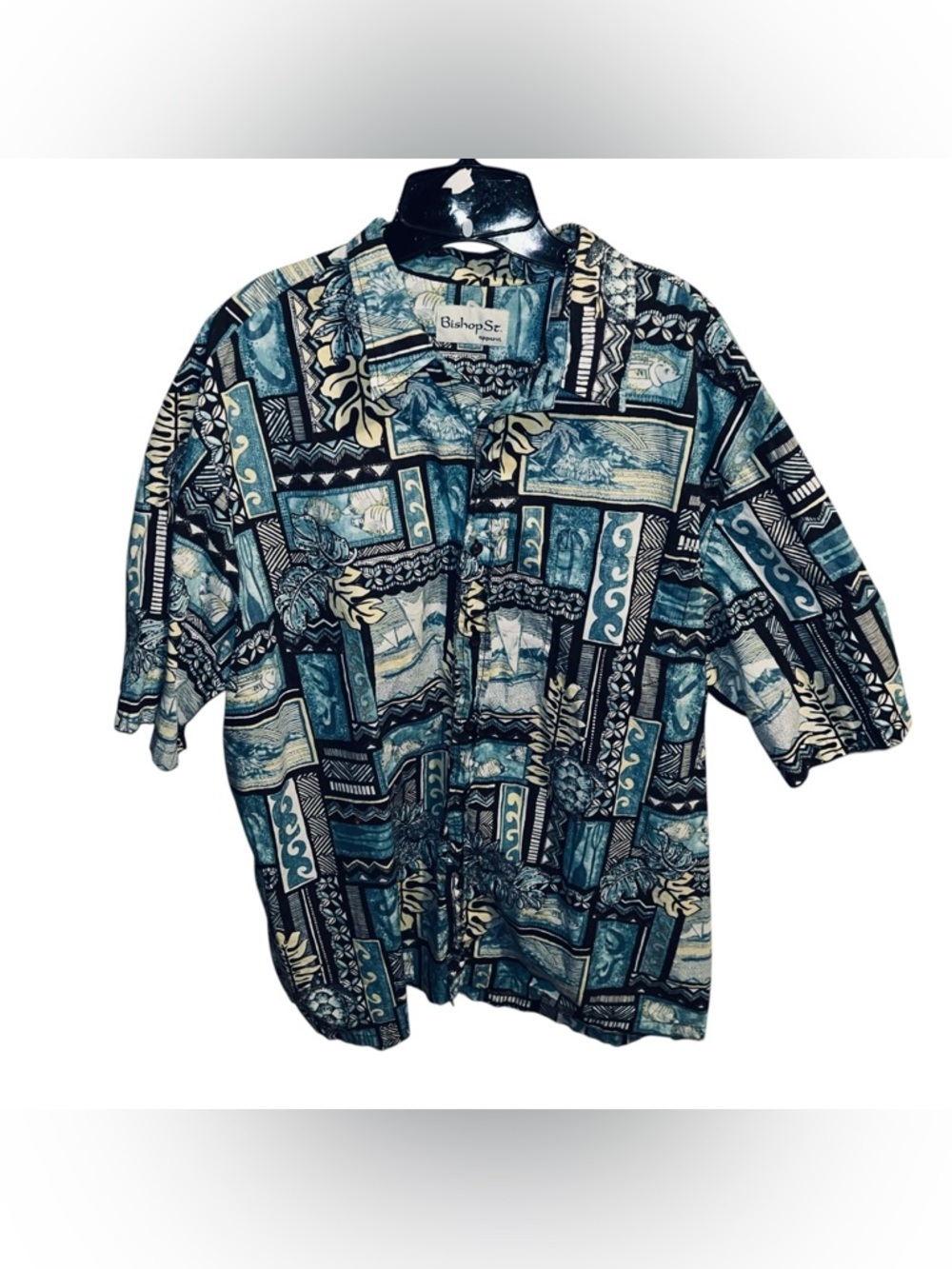Bishop St. Teal & Black Hawaiian Shirt